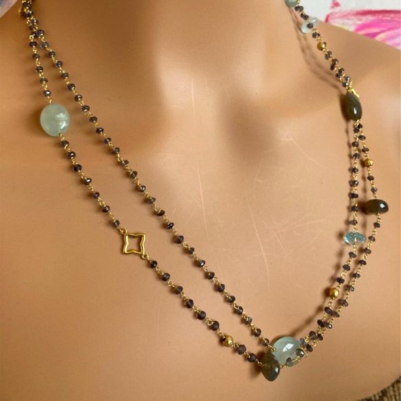 David Yurman Quatrefoil 18k Yellow Gold 46" Long Chain Bead Toggle Necklace - Picture 6 of 12